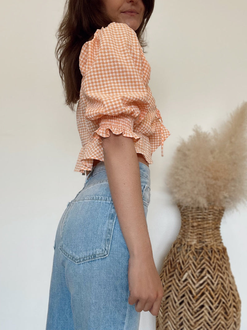 Apricot Gingham Top | FINAL SALE