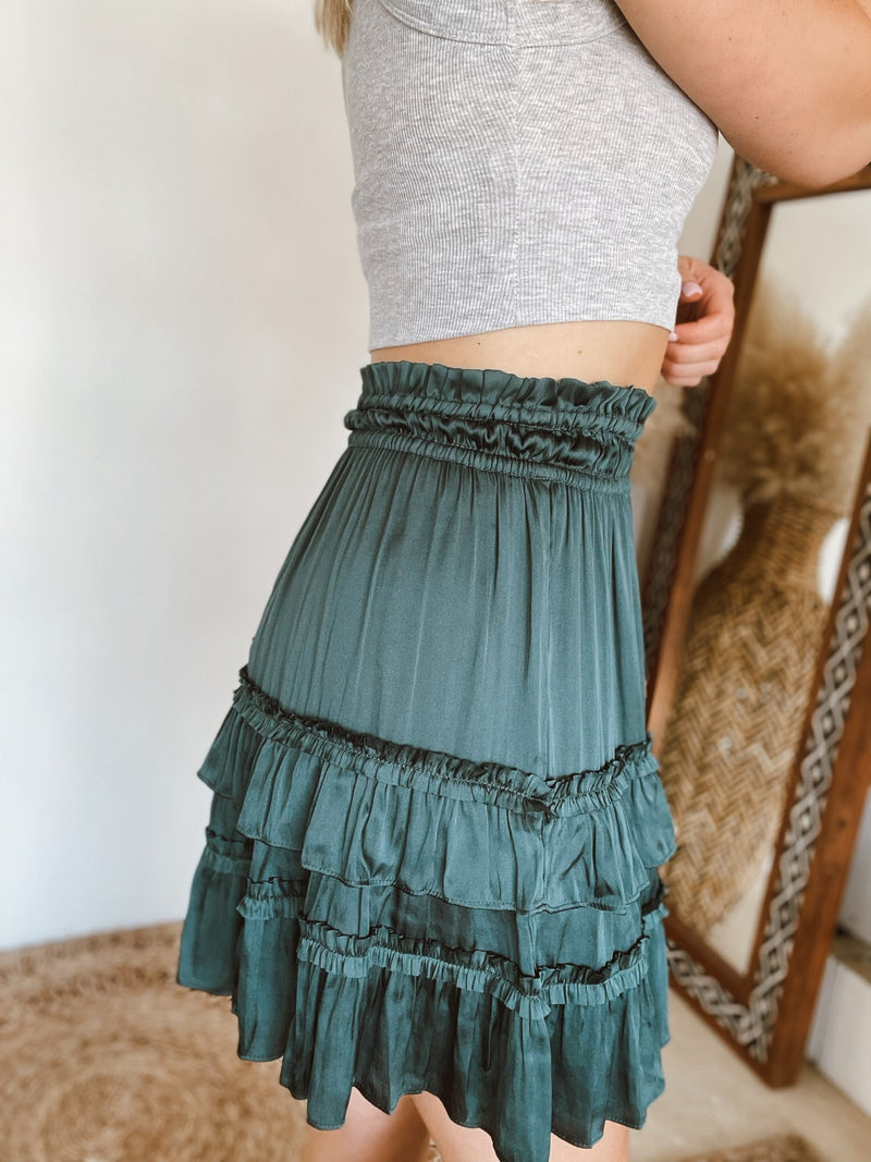 Charlotte Satin Ruffle Mini Skirt | FINAL SALE