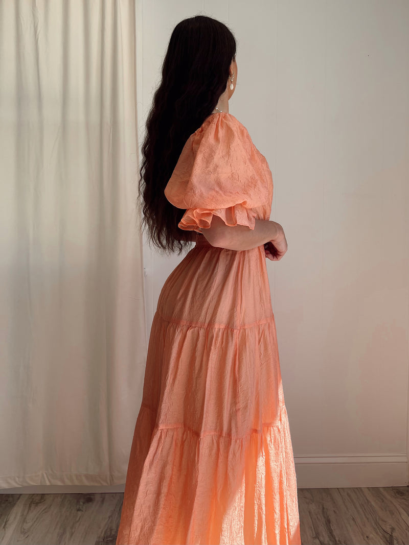 Molly Puff Sleeve Midi Dress | Coral