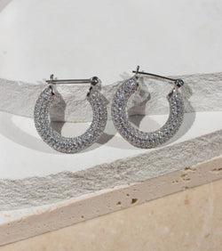 PAVE BABY AMALFI HOOPS - SILVER