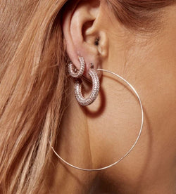 PAVE BABY AMALFI HOOPS - ROSE GOLD
