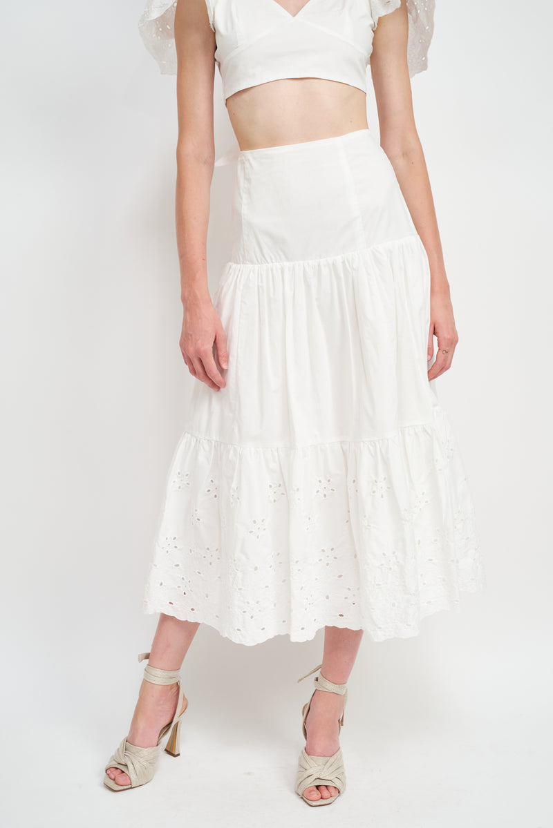 En Saison Byblos Tiered Midi Skirt | White FINAL SALE