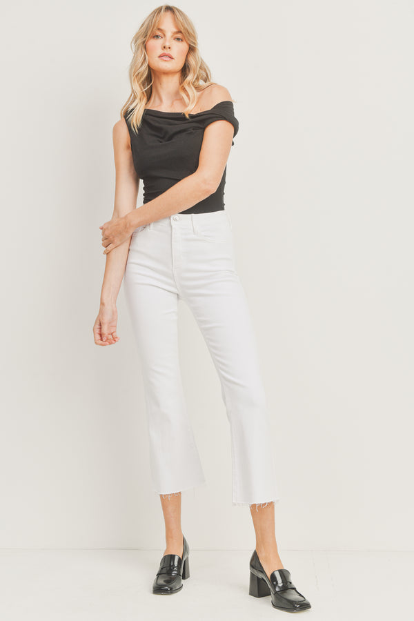 Hannah Cropped Kick Flare Jeans | White