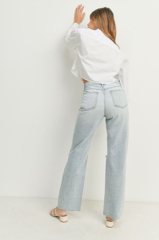 Riri Ribcage Longer Length Straight Jeans | Light Denim